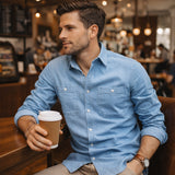 The Crestfall Ridge Men’s Slim Fit Denim Shirt with Double Pockets – view 14