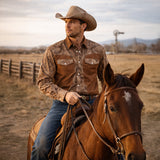 The Brookcrest Men’s Two-Tone Patchwork Western Retro Denim Shirt – view 10