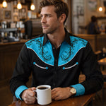 The Briarstone Park Men’s Two Tone Patchwork Western Lightweight Denim Shirt – view 9