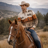 The Linfield Men’s Two-Tone Patchwork Western Trendy Denim Shirt – view 10