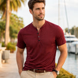 The Windsor Men’s Casual Henley Collar Summer T-Shirt – view 12