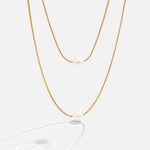 Caroline – Double Row Gold Chain with Dark Gemstone