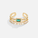Sabine – Gold-Plated Ring Featuring Emerald Green Accents