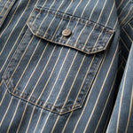 The Oakcrest Men’s Vintage Washed Vertical Stripe Denim Shirt Jacket – Blue – view 4