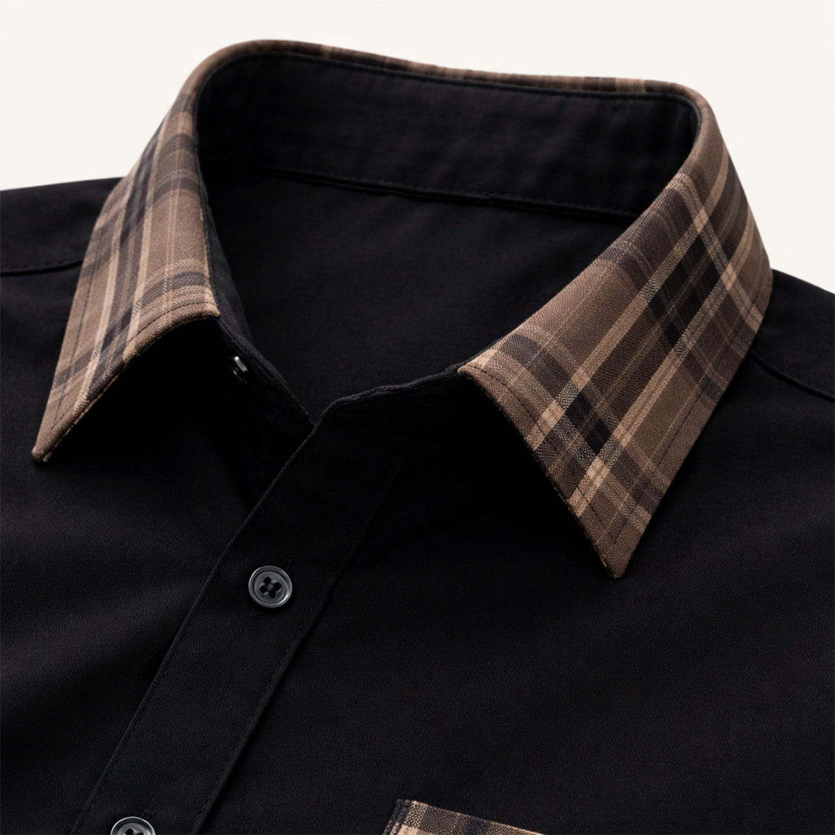 The Amelia Men’s Casual Button Up Dress with Plaid Collar & Cuffs – view 4