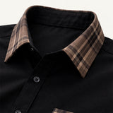 The Amelia Men’s Casual Button Up Dress with Plaid Collar & Cuffs – view 4