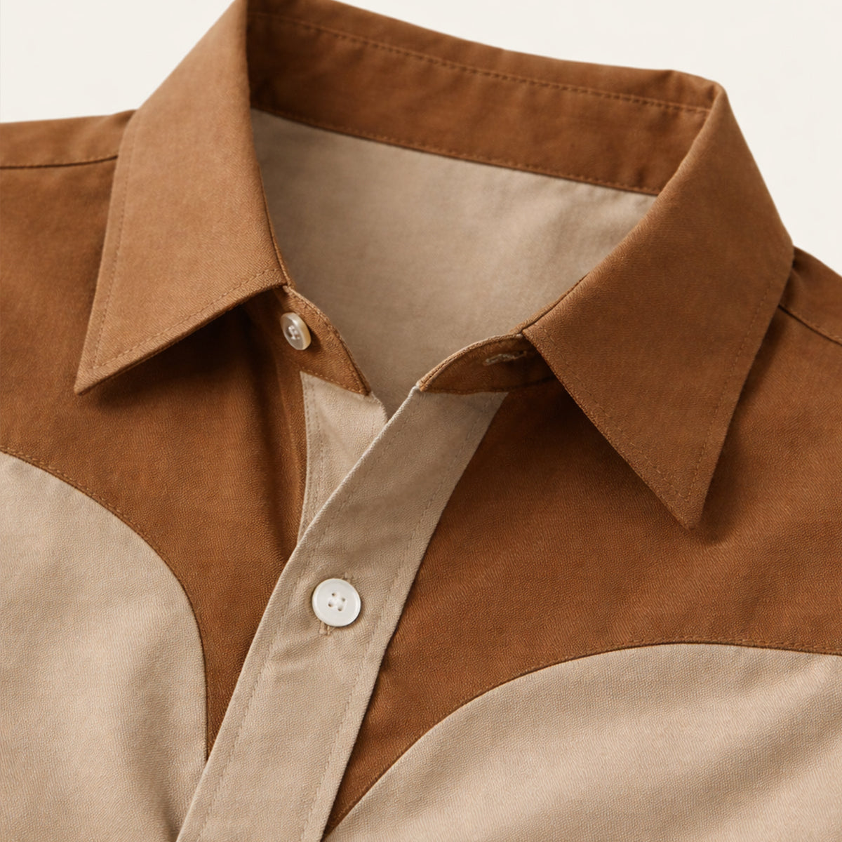The Brookcrest Men’s Two-Tone Patchwork Western Retro Denim Shirt – view 3
