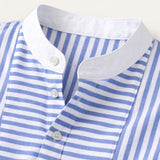 The Glenbrook Men’s Lightweight Slim Fit Striped Stand Collar Shirt – view 3