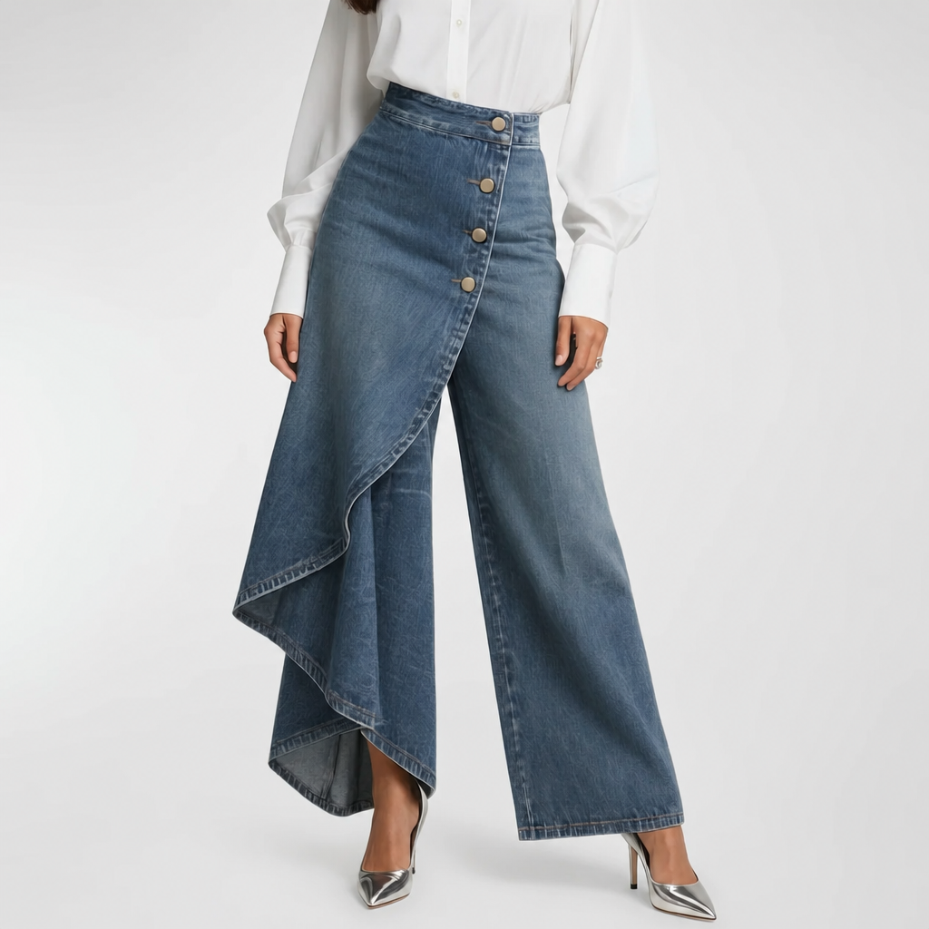 Maëlys | Denim Trousers with Tie Waist