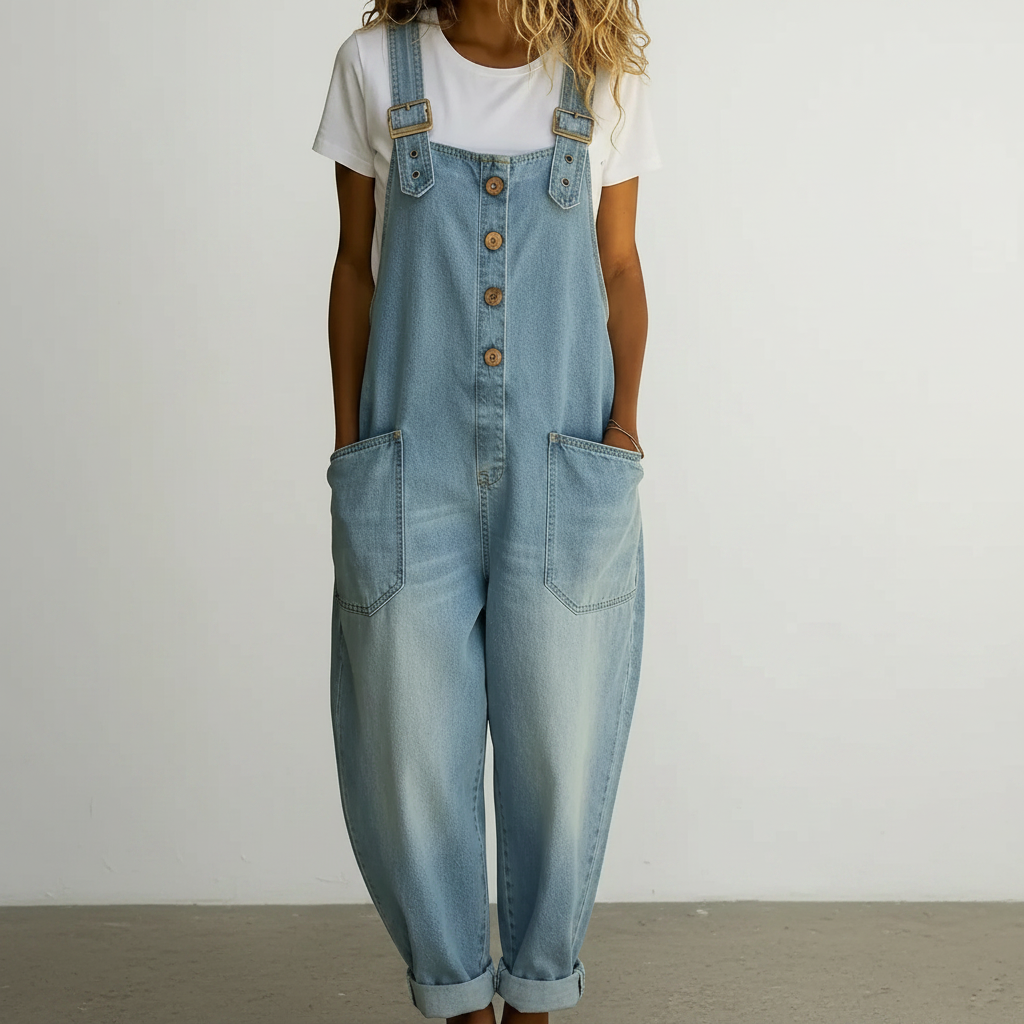 Maïwenn | Vintage dungarees with denim effect – view 6