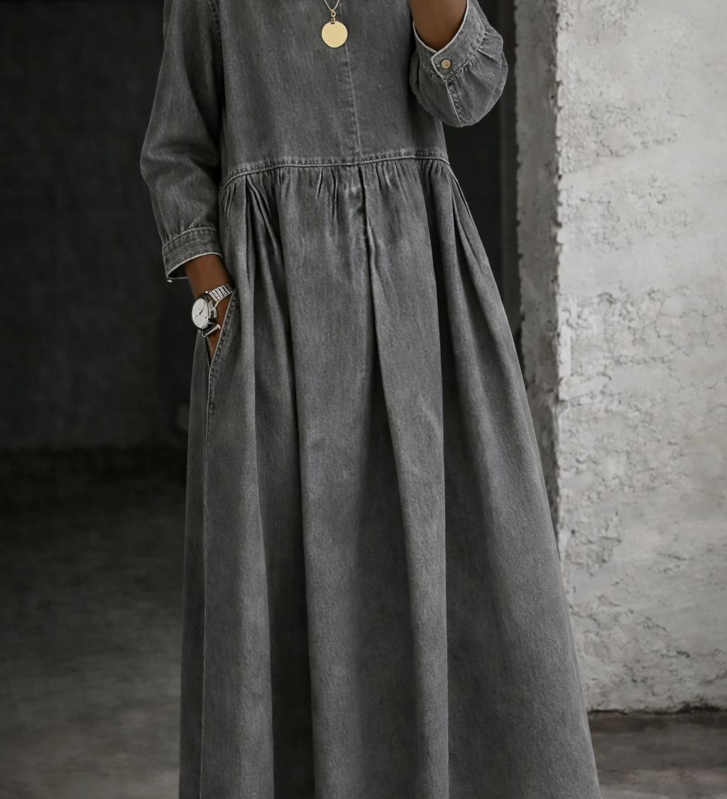 Manon | Denim Dress with Peter Pan Collar – view 7