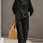 Maribel™ | Batwing Sleeve Set and Wide-Leg Trousers – view 6