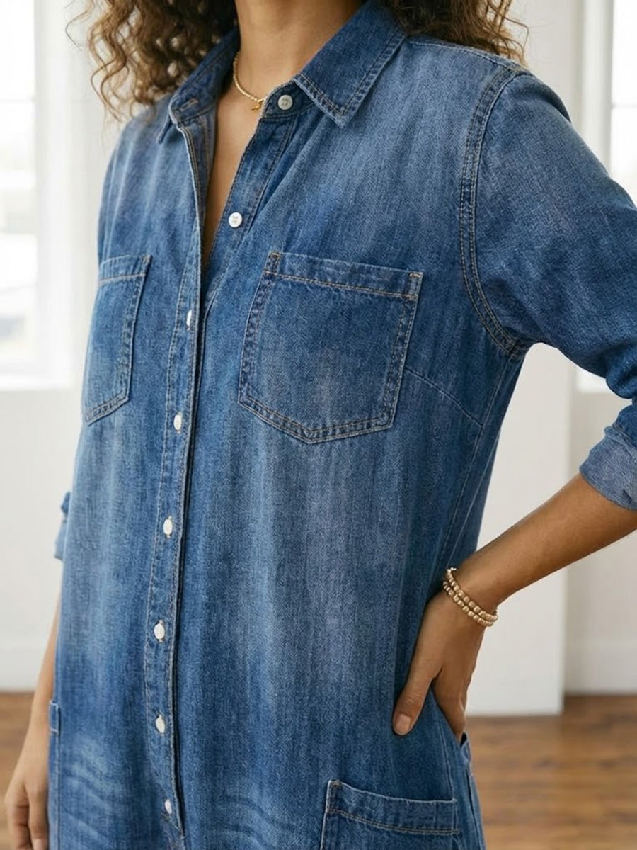 Anaïs | Vintage Denim Button-Up Jumpsuit – view 7