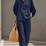 Maribel™ | Batwing Sleeve Set and Wide-Leg Trousers – view 2
