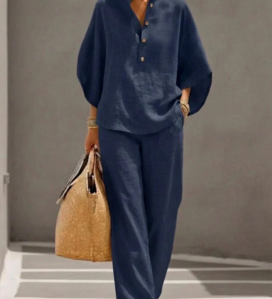 Maribel™ | Batwing Sleeve Set and Wide-Leg Trousers – view 2