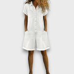 Tess | Short Denim Effect Dungarees – view 4