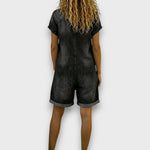 Tess | Short Denim Effect Dungarees – view 2