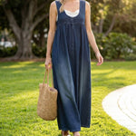 Capucine | Vintage Washed Denim Maxi Dress – view 2