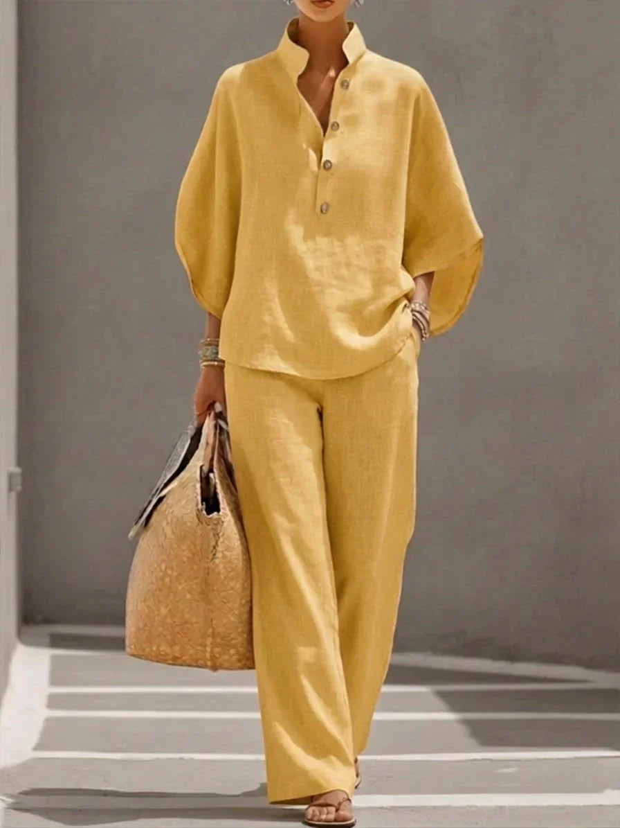 Maribel™ | Batwing Sleeve Set and Wide-Leg Trousers – view 8