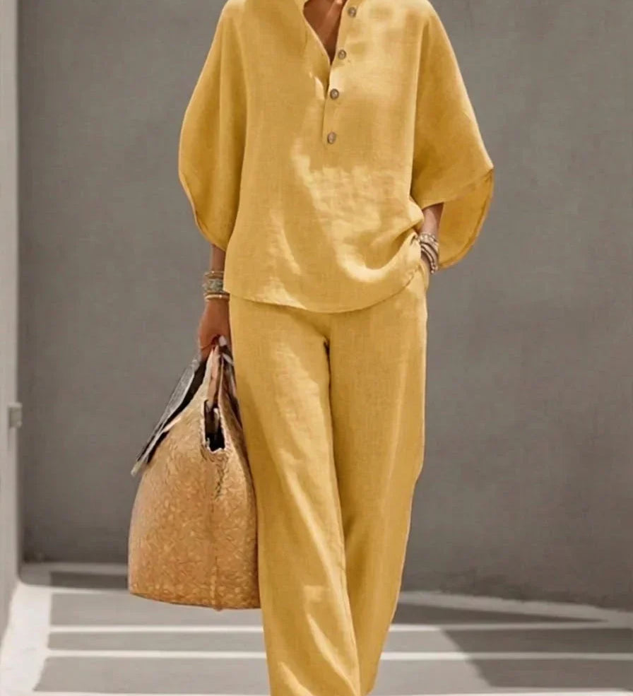Maribel™ | Batwing Sleeve Set and Wide-Leg Trousers – view 8