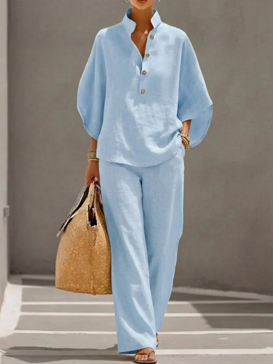 Maribel™ | Batwing Sleeve Set and Wide-Leg Trousers – view 4
