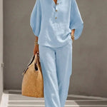 Maribel™ | Batwing Sleeve Set and Wide-Leg Trousers – view 4