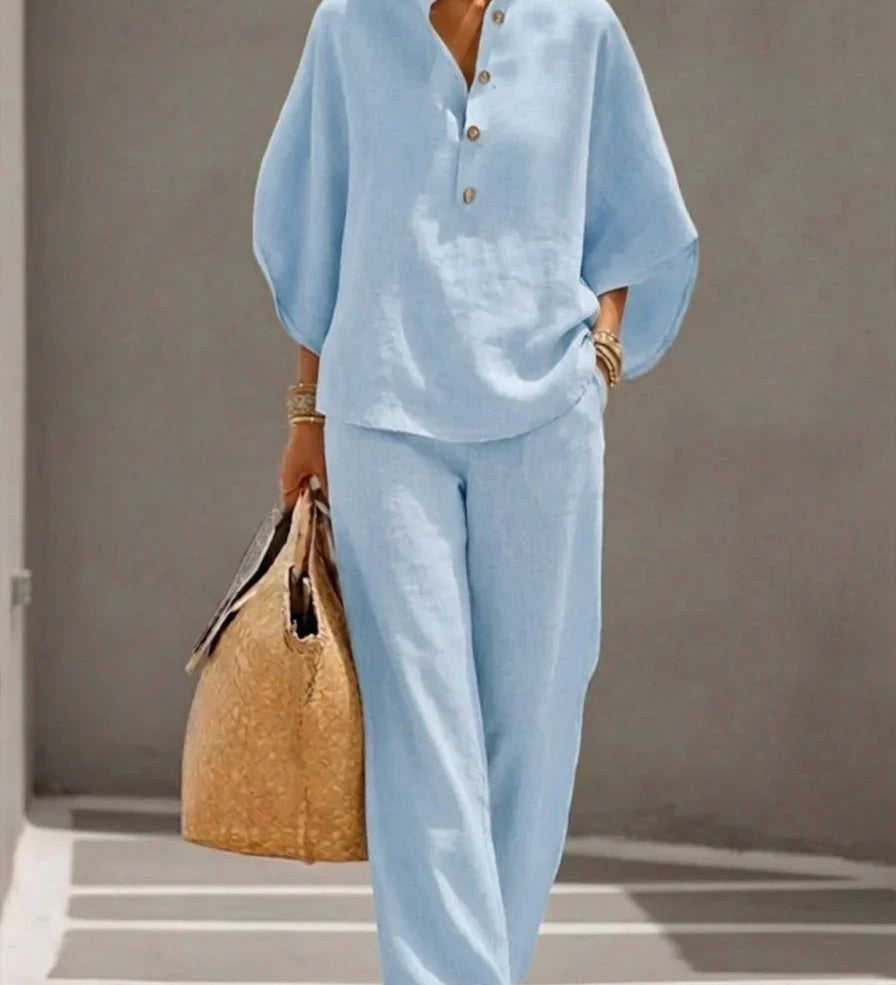 Maribel™ | Batwing Sleeve Set and Wide-Leg Trousers – view 4
