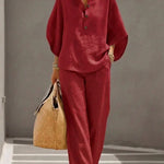 Maribel™ | Batwing Sleeve Set and Wide-Leg Trousers – view 7