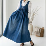 Capucine | Vintage Washed Denim Maxi Dress – view 3
