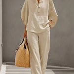 Maribel™ | Batwing Sleeve Set and Wide-Leg Trousers – view 3