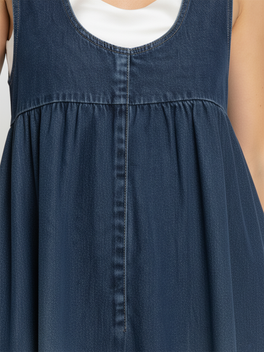 Capucine | Vintage Washed Denim Maxi Dress – view 6