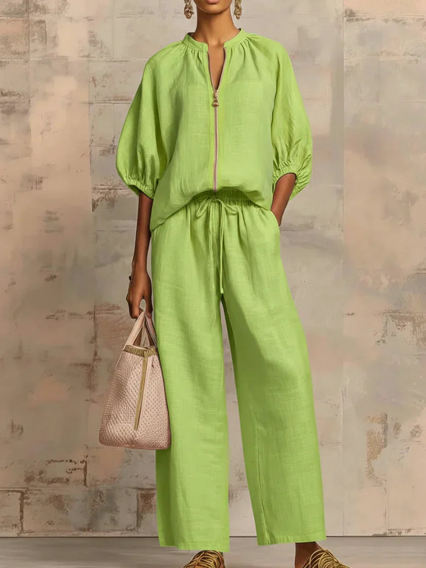 Alba | Two-Piece Set: Casual Shirt and Wide-Leg Trousers – view 3