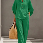 Maribel™ | Batwing Sleeve Set and Wide-Leg Trousers – view 5
