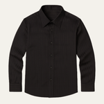 The Palermo Men’s Textured Pleated Formal Button Up Dress Shirt – Black