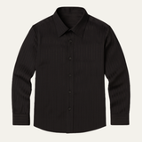 The Palermo Men’s Textured Pleated Formal Button Up Dress Shirt – Black