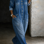 Pernelle | Denim Jumpsuit with Off-the-Shoulder Design – view 4