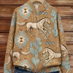 Slaine desert horse and cactus zip cardigan for women | Ellie Dublin