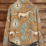 Slaine desert horse and cactus zip cardigan for women | Ellie Dublin