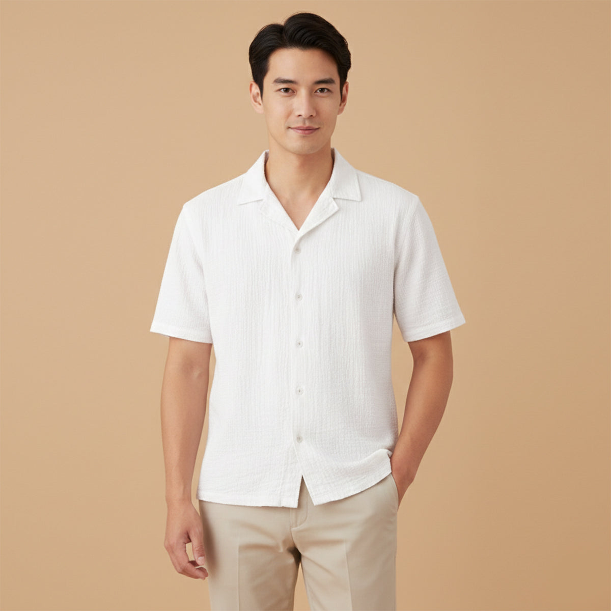The Oxford Men’s Turn Down Collar Trendy Loose Fit Button-Up Shirt – view 2