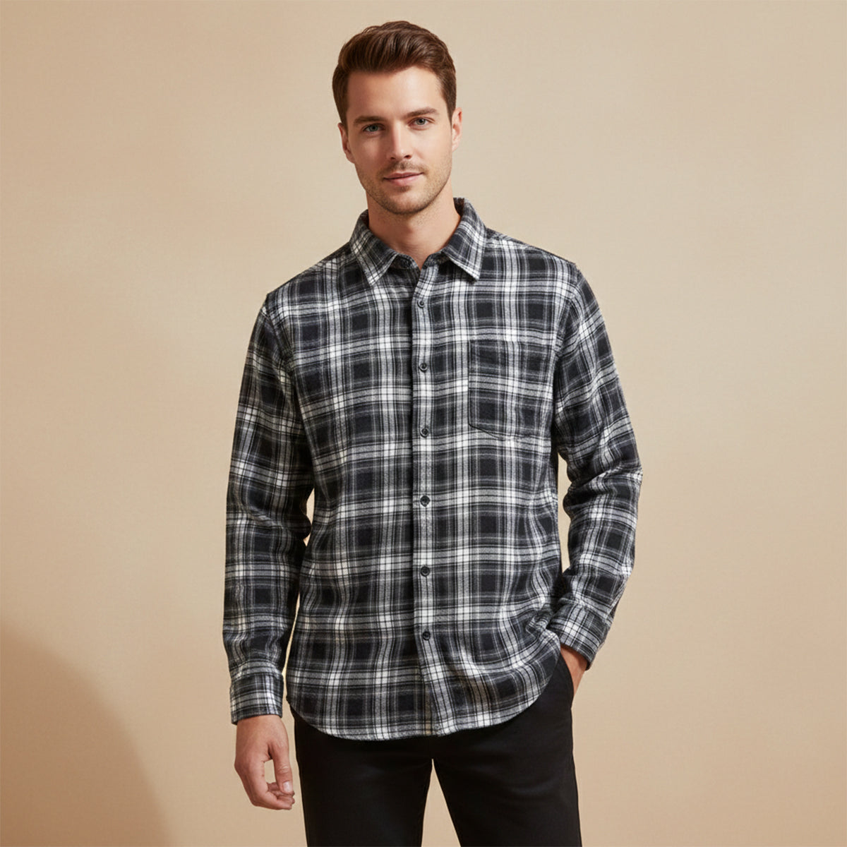 The Glenhurst Men’s Loose Fit Casual Retro Plaid Shirt – view 12