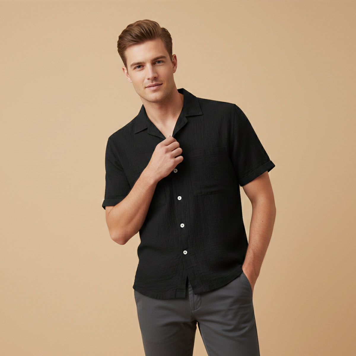 The Mayfair Men’s Relaxed Fit Textured Blend Shirt – view 12