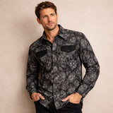 The Huntley Men’s Two Tone Patchwork Western Soft Denim Shirt – view 6