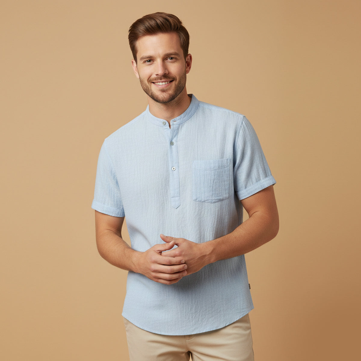 The Regent Men’s Summer Henley Shirt – view 8