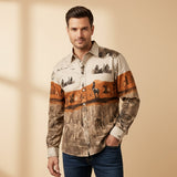 The Linfield Men’s Two-Tone Patchwork Western Trendy Denim Shirt – view 6