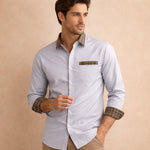 The Amelia Men’s Casual Button Up Dress with Plaid Collar & Cuffs – view 6