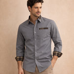 The Amelia Men’s Casual Button Up Dress with Plaid Collar & Cuffs – view 8