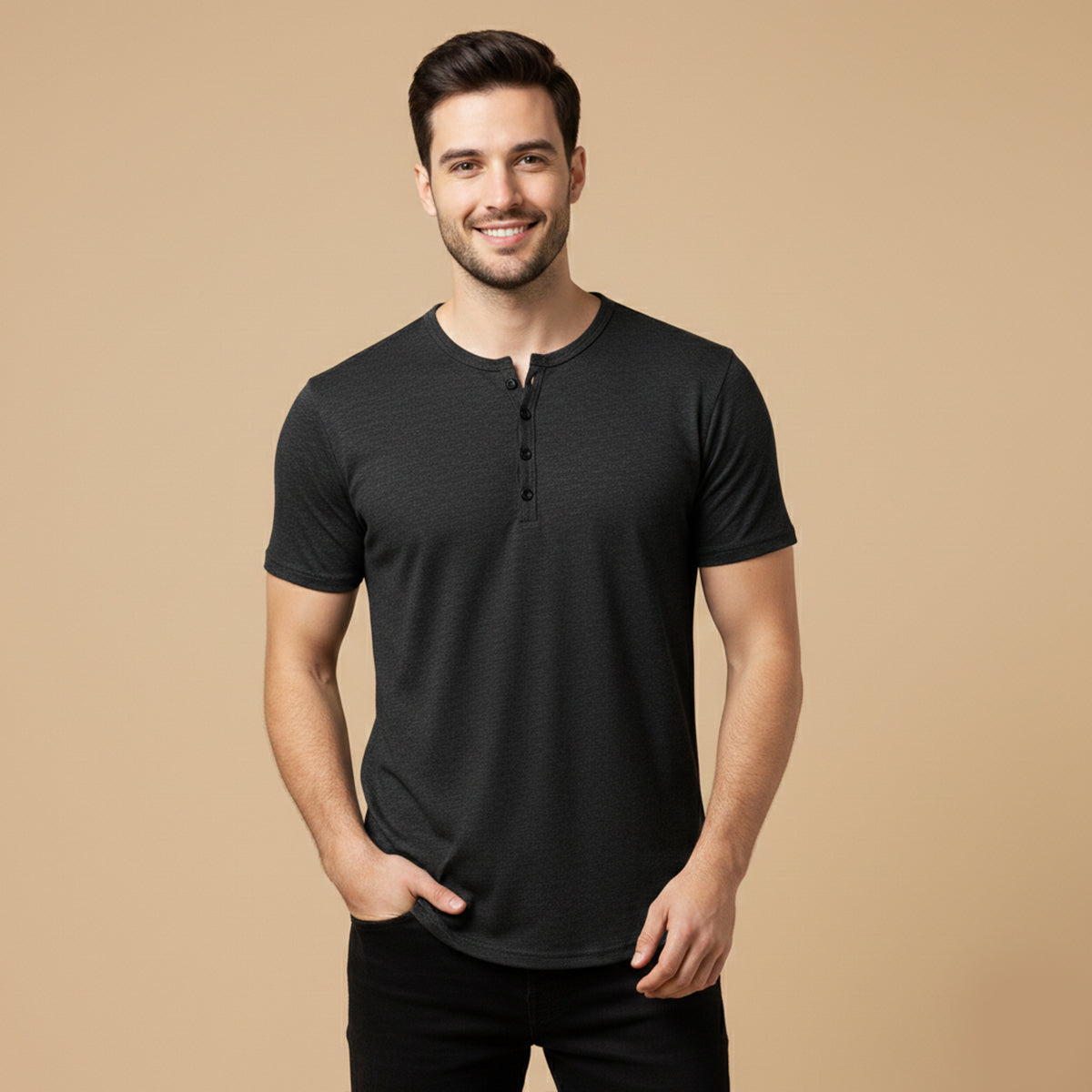The Bathwick Men’s Breathable Henley Collar Summer T-Shirt – view 8
