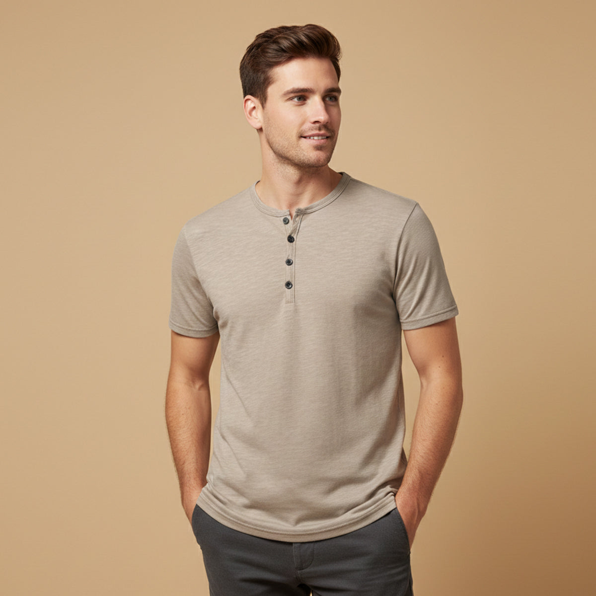 The Windsor Men’s Casual Henley Collar Summer T-Shirt – view 2