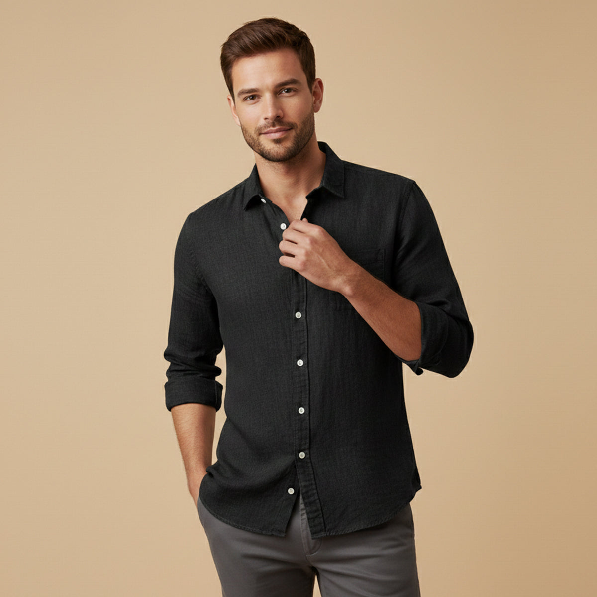 The Knightsbridge Men’s Lightweight Stand Collar Shirt – view 10