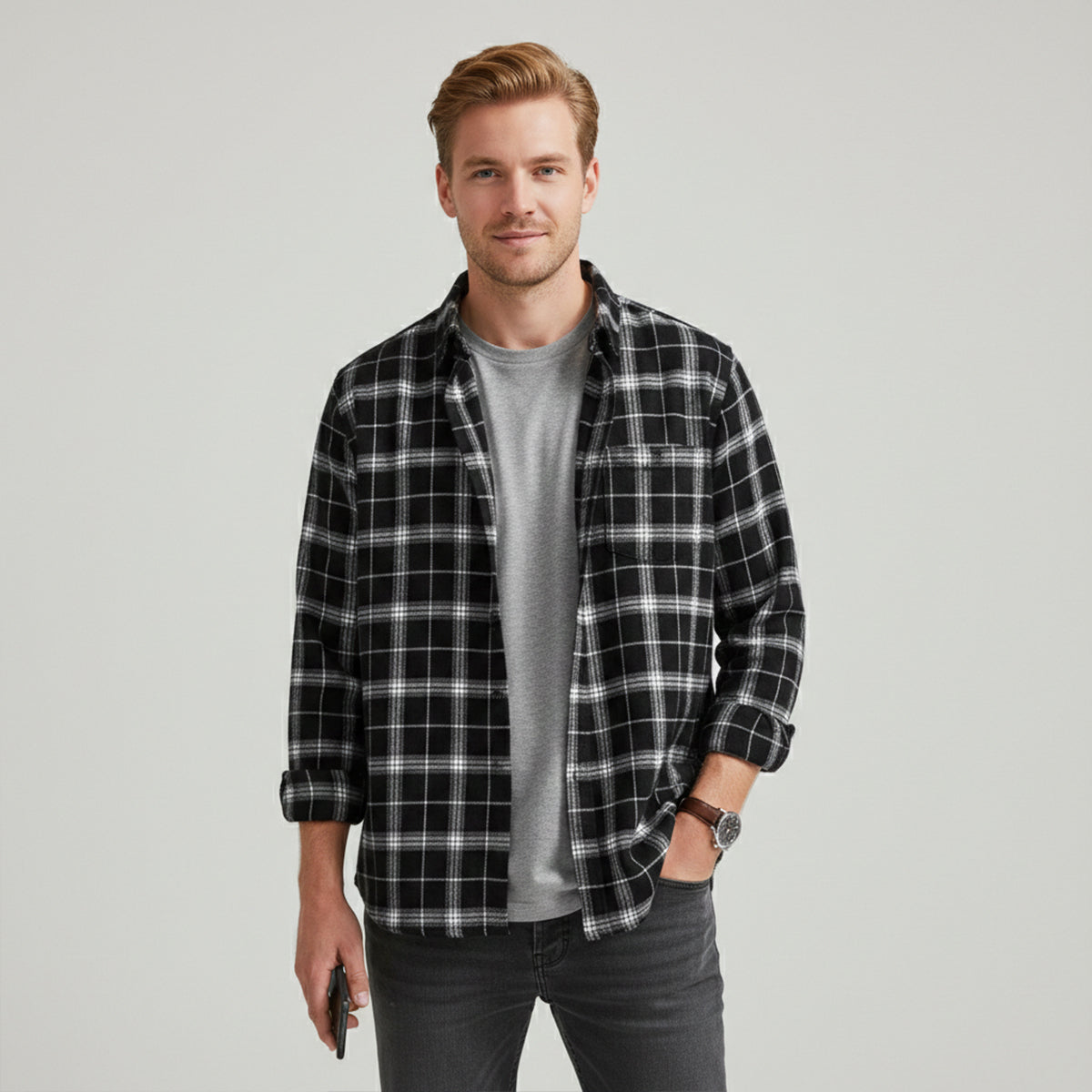 The Glenhurst Men’s Loose Fit Casual Retro Plaid Shirt – view 2